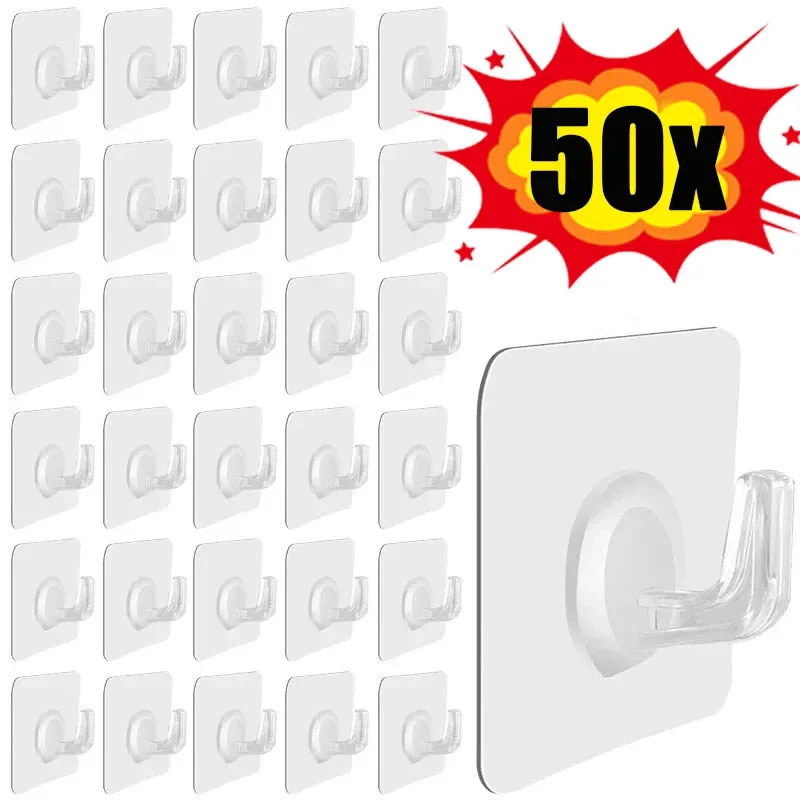 Kitchen Gadgets Rack - 5-50 adet Şeffaf Kendinden Yapışkanlı Kanca