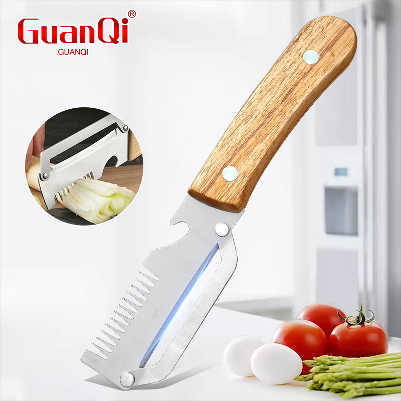 Household Kitchen Gadgets Vegetable Cutter Silk Cutter - Çok fonksiyonlu Soyucu Paslanmaz Çelik Ahşap