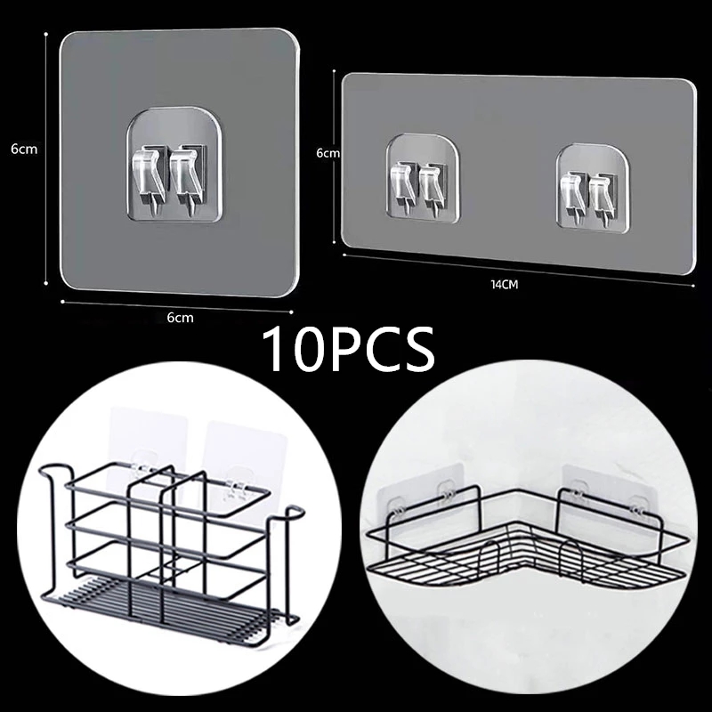 Kitchen Gadgets Rack - 10 adet şeffaf asılı raf kanca